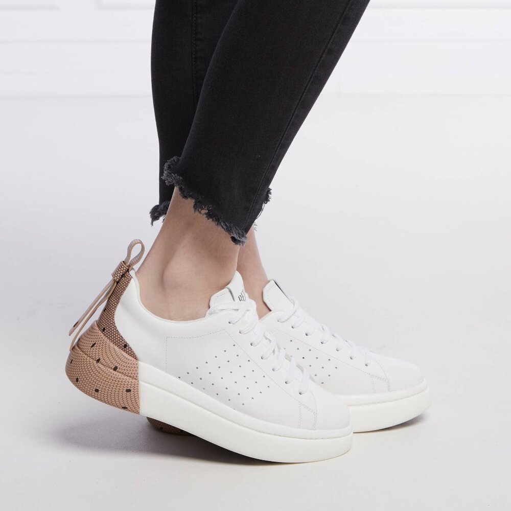 RED VALENTINO BOWALK POINT D'ESPRIT SNEAKERS White/beige leather